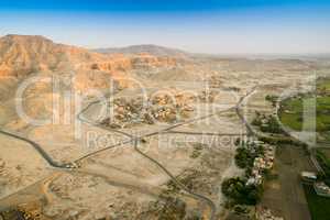 Aerial View of Ruined Temple, Egypt of Valley of the Kings on th