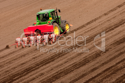 Tractor at Work Planting Seeds