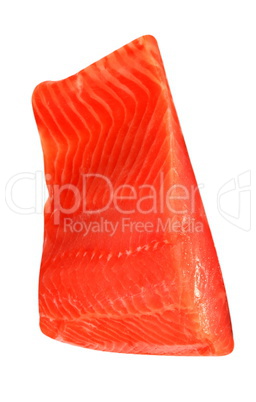 piece of red fish fillet isolated on white