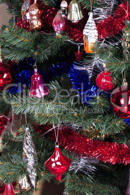 toys on green christmas fir