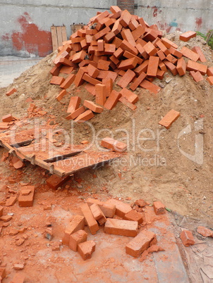 heap of red brick