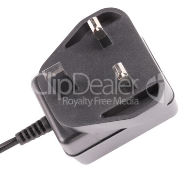 UK Outlet Plug with Cord Isolated