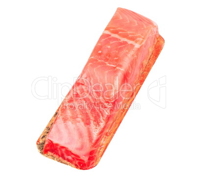 piece of red fish fillet isolated on white