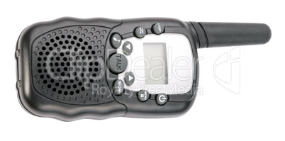 Walkie Talkie in Black Plastic Case Isolated