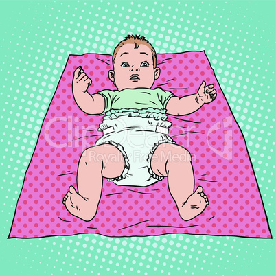 Surprised baby in diaper