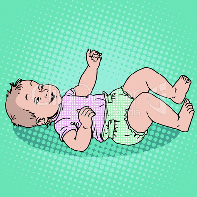 Joyful kid in the diaper
