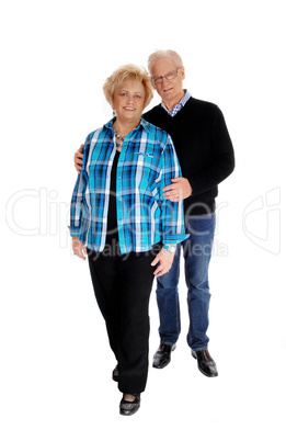 Middle age couple standing.