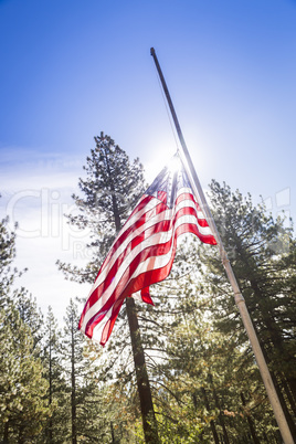 Dramatic Half Mast American Flag