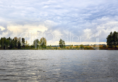 Water landscape with clouds and rippling water