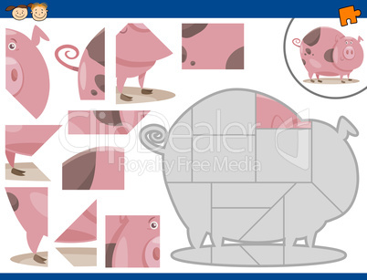 cartoon pig jigsaw puzzle task