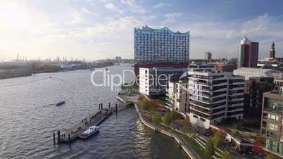 Hamburg Elbphilharmonie and Hafencity Aerial View