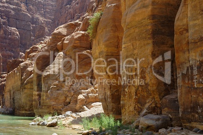 Scenic cliffs of Wadi Mujib creek in Jordan