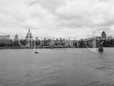 Black and white River Thames in London