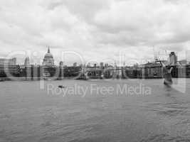 Black and white River Thames in London