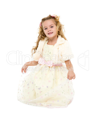 Little Girl in a Light Dress Posing