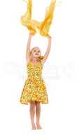 Little Girl in a Yellow Dress throws up Shawl