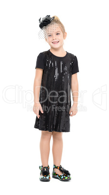 Little Girl in a Black Dress Posing