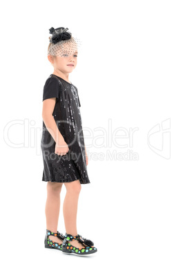 Little Girl in a Black Dress Posing