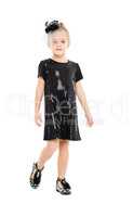 Little Girl in a Black Dress Posing