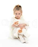 Little Girl in a White Dress Posing