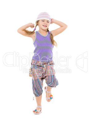 Little Girl in Bright Dress Dancing