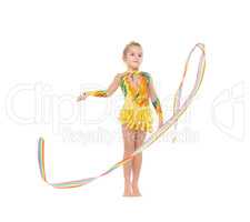 Little Gymnast Practicing with a Ribbon