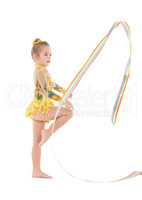 Little Gymnast Practicing with a Ribbon