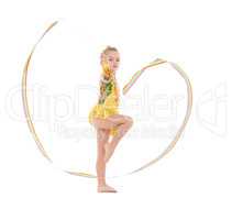 Little Gymnast Practicing with a Ribbon