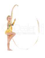 Little Gymnast Practicing with a Ribbon