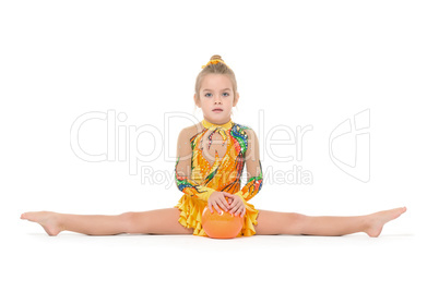 Little Gymnast Practicing with a Ball