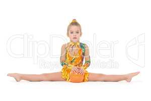 Little Gymnast Practicing with a Ball