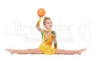 Little Gymnast Practicing with a Ball