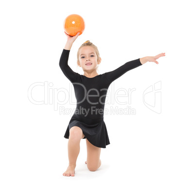 Little Gymnast Practicing with a Ball