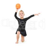 Little Gymnast Practicing with a Ball