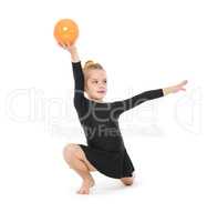 Little Gymnast Practicing with a Ball