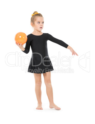 Little Gymnast Practicing with a Ball