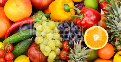 collection fresh fruits and vegetables