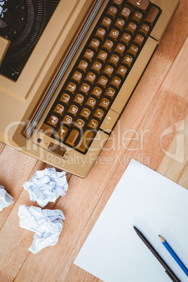 View of an old typewriter and paper