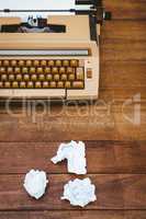 View of an old typewriter and paper