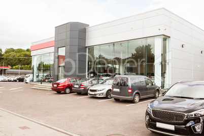 Outside view of car dealership