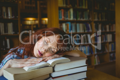 Mature student studying in library