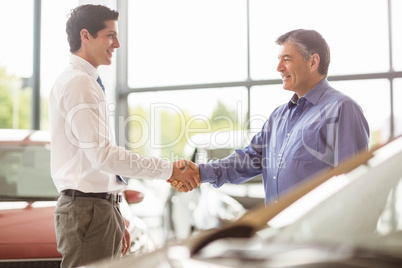 Businessman shaking a customer hand