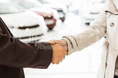 Salesman shaking a customer hand