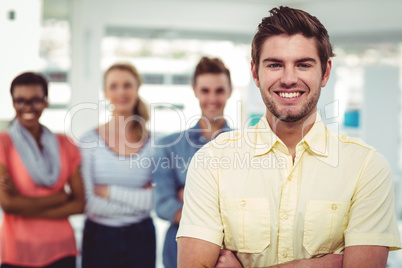 Happy creative team standing together Happy creative team standing together