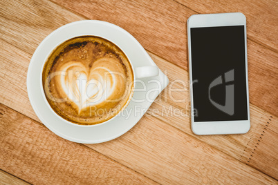 View of a heart composed of coffee