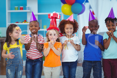 Smiling kids standing together