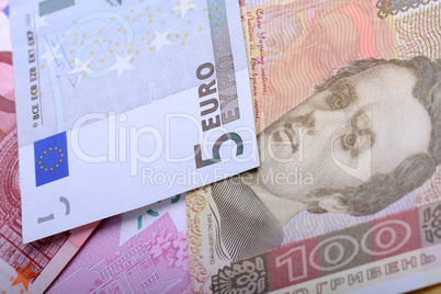 Two currencies - ukrainian grivna and european Euro