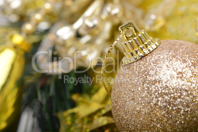 Ball shape Christmas decoration and real tree branch