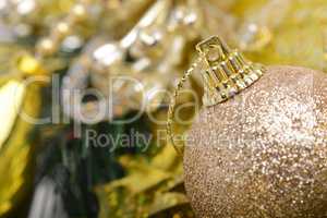 Ball shape Christmas decoration and real tree branch