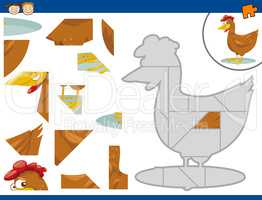 cartoon hen jigsaw puzzle task